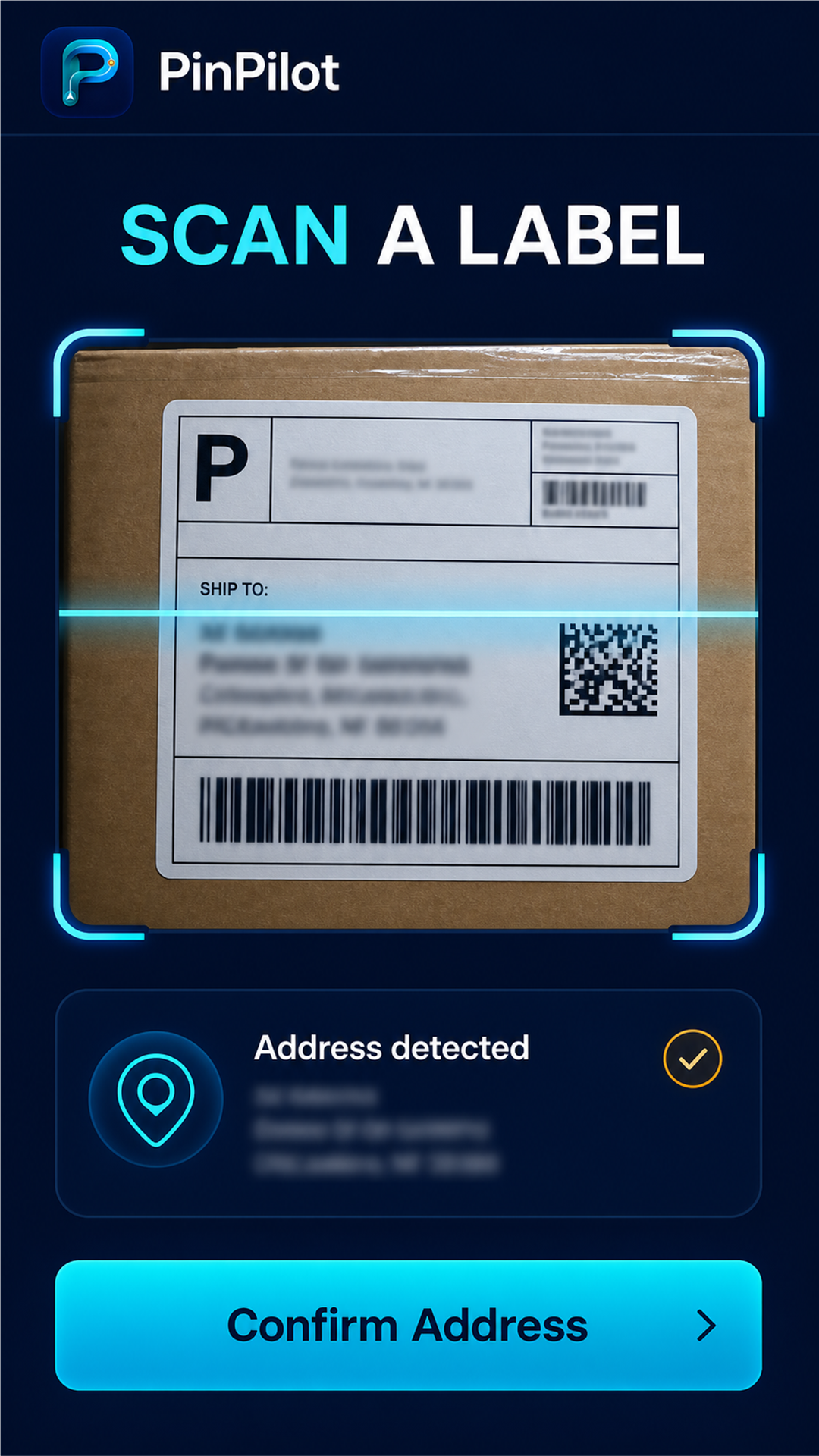 PinPilot scanning a delivery label